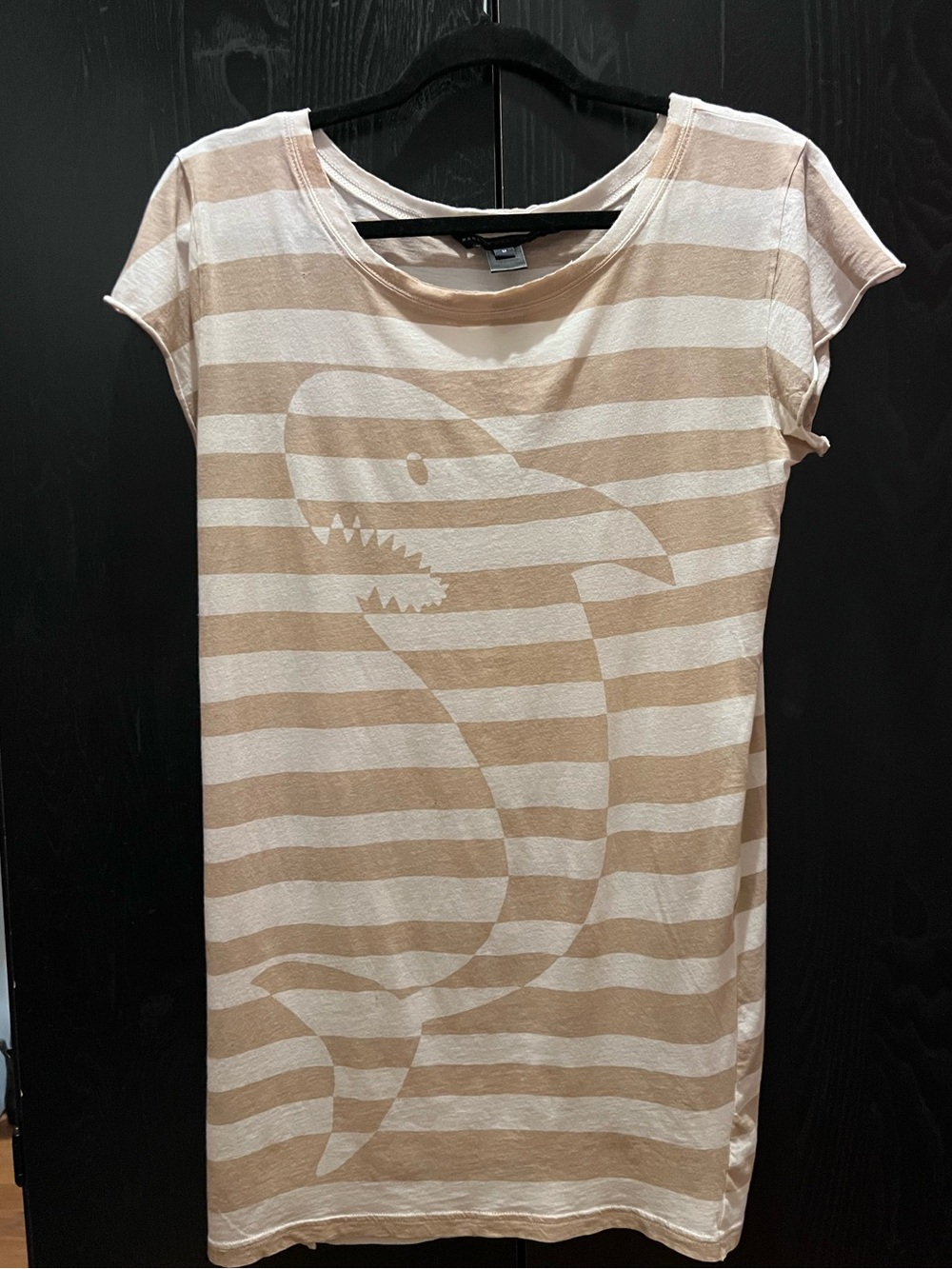 Marc By Marc Jacobs Striped Shark Tee Dress - Cream & Tan